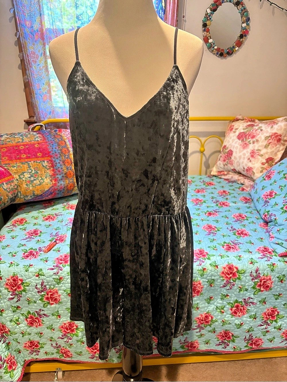 Xhilaration Mini Velvet In Dark Gray Size Large NWT